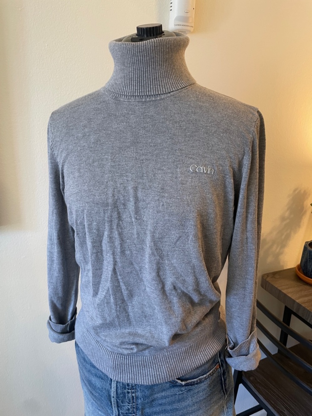 Calvin Klein Light Gray Turtleneck Sweater - Men's